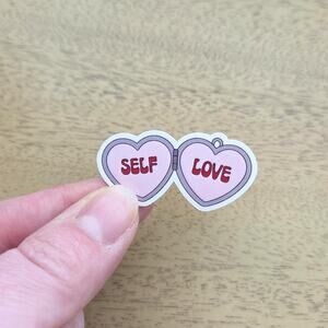 Self Love Heart Locket Vinyl Sticker Kindle Mental Health Laptop Decal Coquette